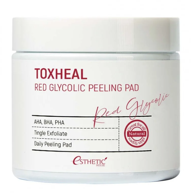 ESTHETIC HOUSE, Пилинг-подушечки косметические,  пропитанные тоником гликолевые Toxheal  Red Glyucolic Peeling Pad, 100 мл.