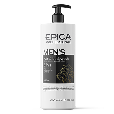 EPICA, Универсальный мужской шампунь для волос и тела 3 in 1 Men's, 1000 мл.