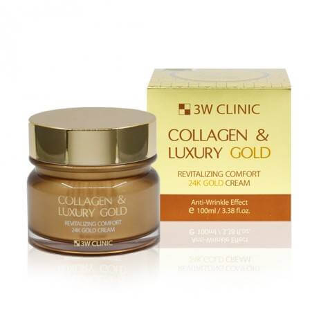 3W CLINIC, Восстанавливающий крем с коллагеном и золотом Collagen & Luxury Gold Cream, 100 мл.