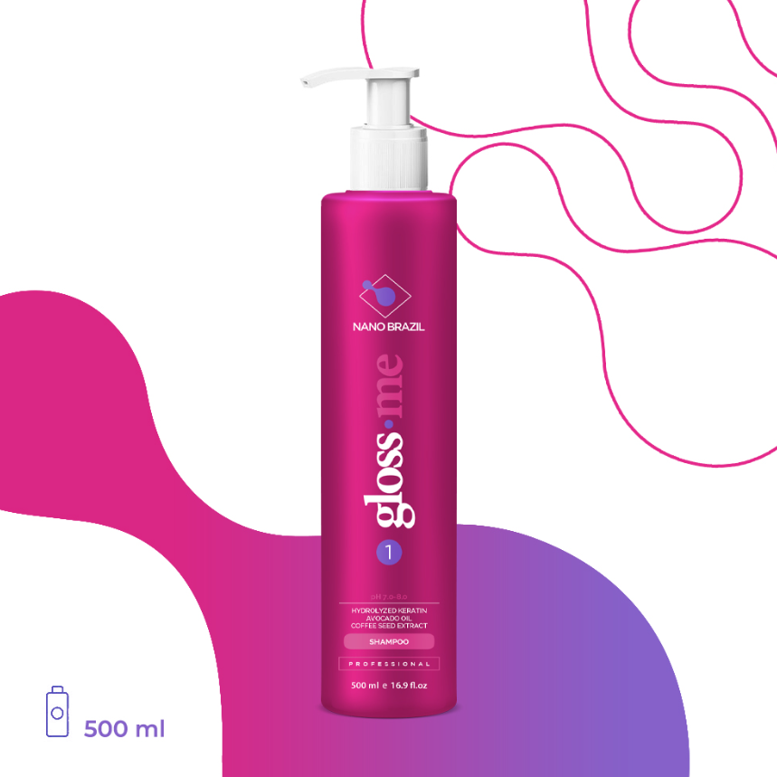 NANO BRAZIL, Шампунь для волос Шаг 1 GLOSS ME Shampoo, 500 мл.