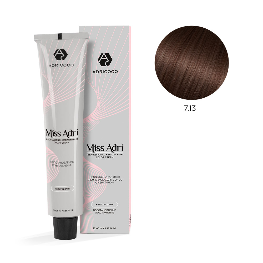 ADRICOCO, Крем-краска для волос Miss Adri 7.13, 100 мл.