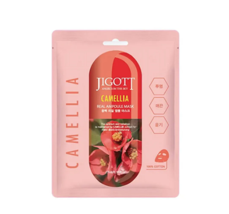 JIGOTT, Тканевая маска для лица с экстрактом камелии Camellia Real Ampoule Mask, 1 шт.