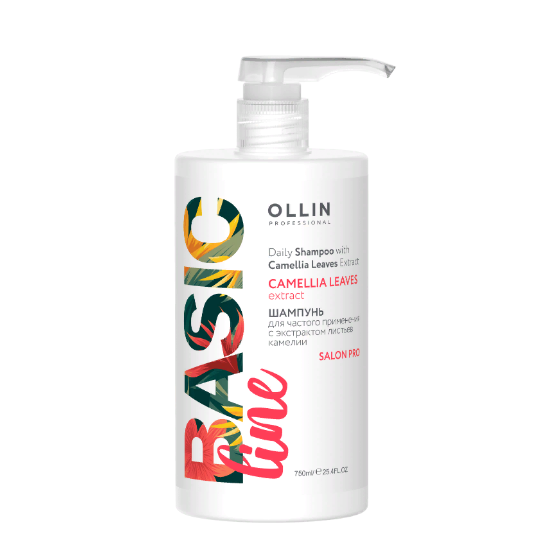 OLLIN, Шампунь для частого применения с экстрактом листьев камелии Ollin Basic Line, 750 мл.