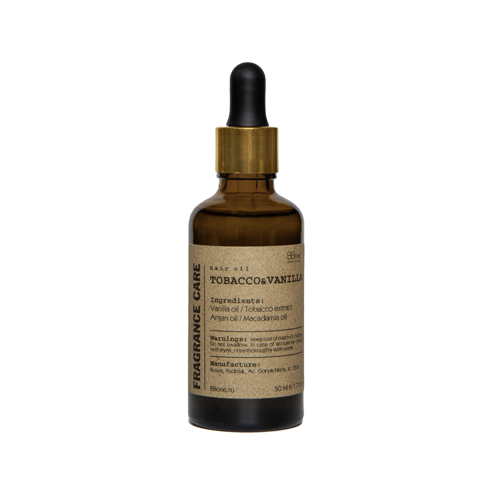 BB ONE, Парфюмированное масло для волос Hair Oil Tobacco & Vanilla Fragrance Care, 50 мл.