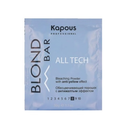 KAPOUS, Обесцвечивающий порошок «All Tech» с антижелтым эффектом Blond Bar, 30 гр.