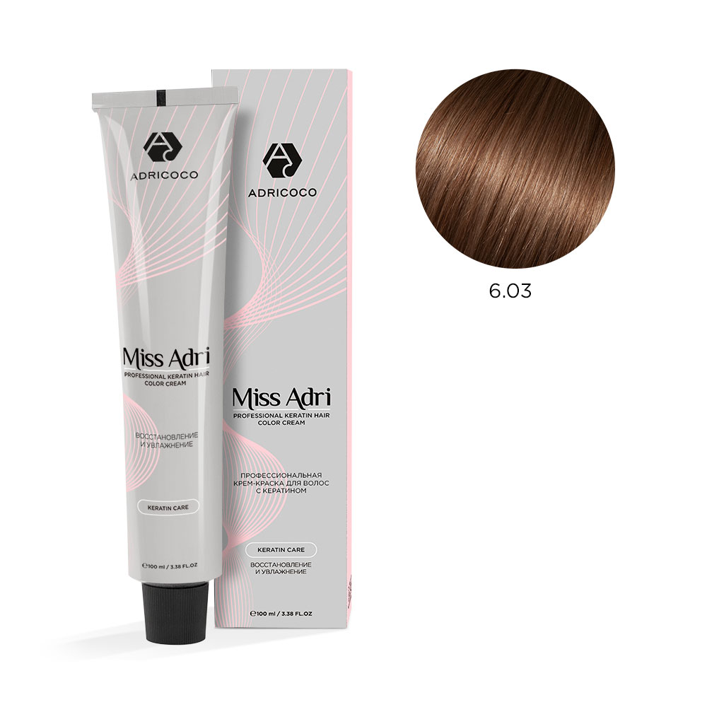 ADRICOCO, Крем-краска для волос Miss Adri 6.03, 100 мл.