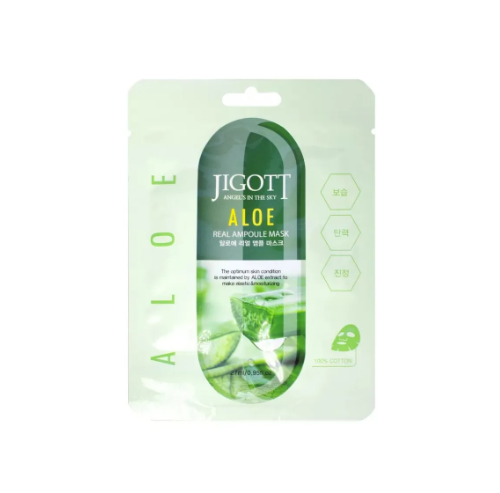 JIGOTT, Тканевая маска для лица с экстрактом алоэ Aloe Real Ampoule Mask, 1 шт.