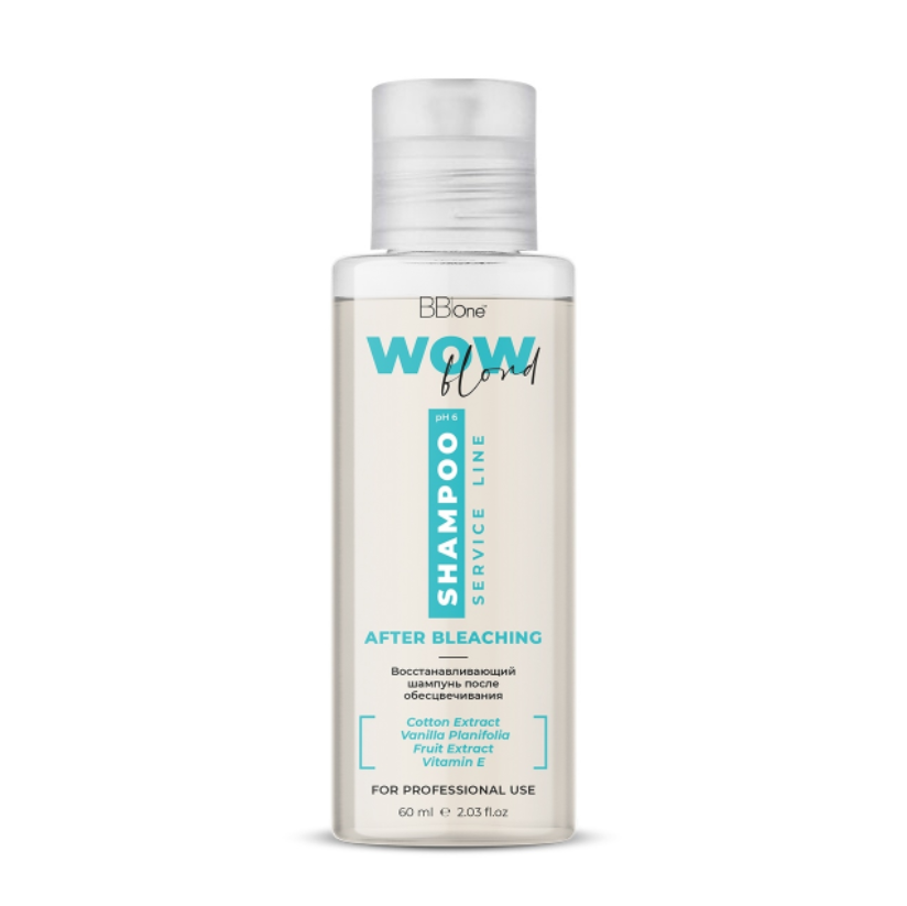 BB ONE, Шампунь для волос WOW Blond Shampoo After Bleaching, 60 мл.