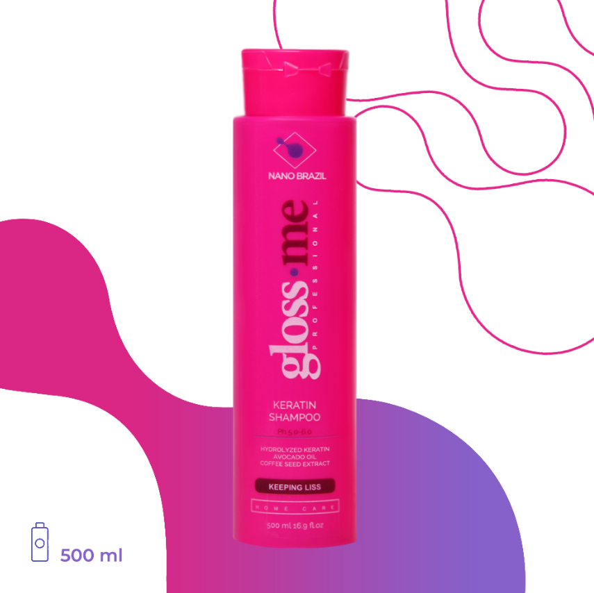 NANO BRAZIL, Шампунь для волос GLOSS ME Keratin Shampoo Home Care, 500 мл.