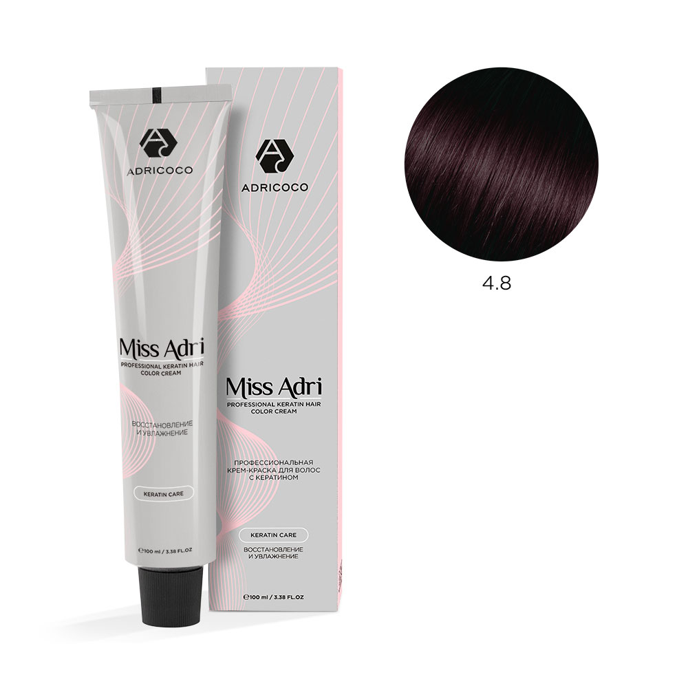 ADRICOCO, Крем-краска для волос Miss Adri 4.8, 100 мл.