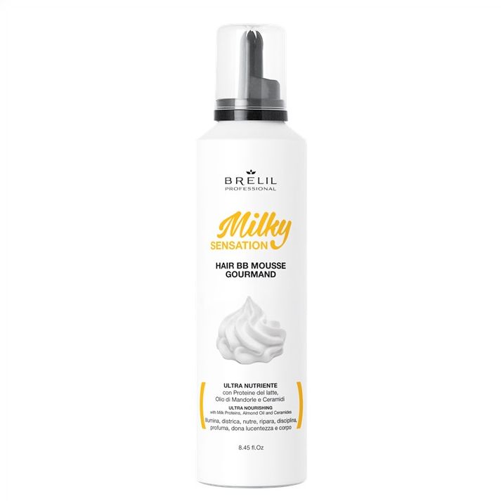 BRELIL, Питательный мусс для волос BB Mousse Gourmand Milky Sensation, 250 мл.