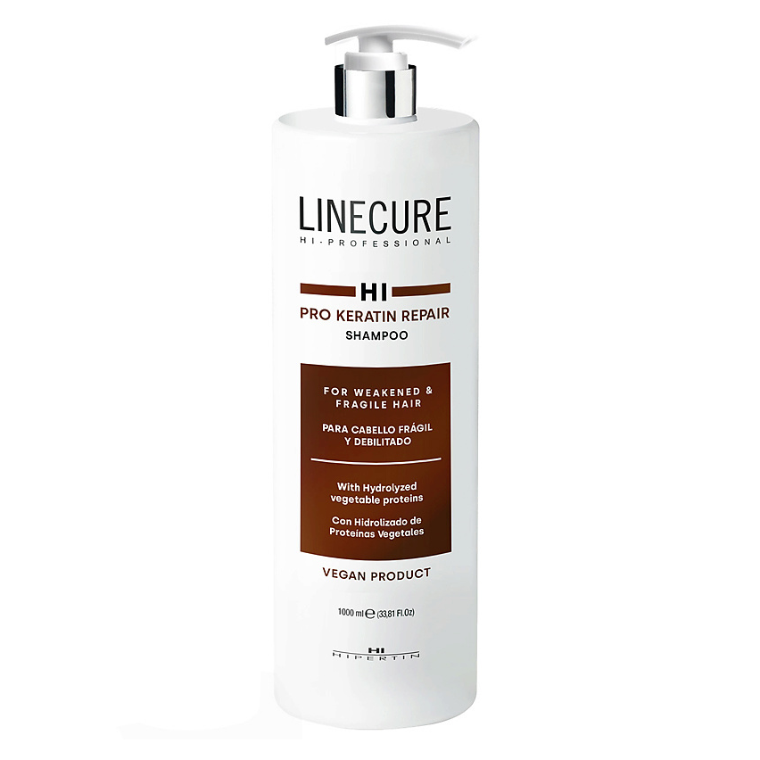 HIPERTIN, Шампунь для волос восстанавливающий LINECURE Pro Keratin Repair (vegan), 1000 мл.