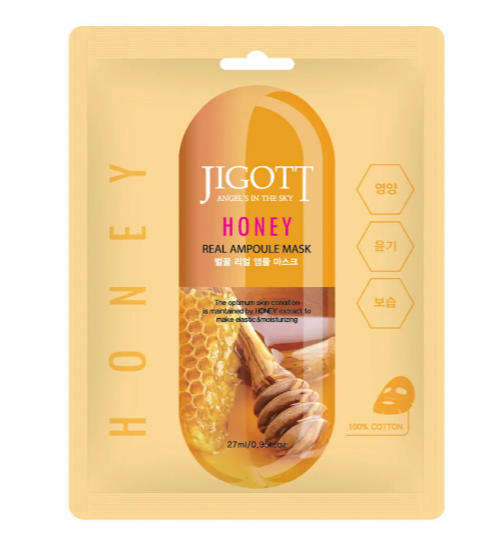JIGOTT, Тканевая маска для лица с мёдом Honey Real Ampoule Mask, 1 шт.
