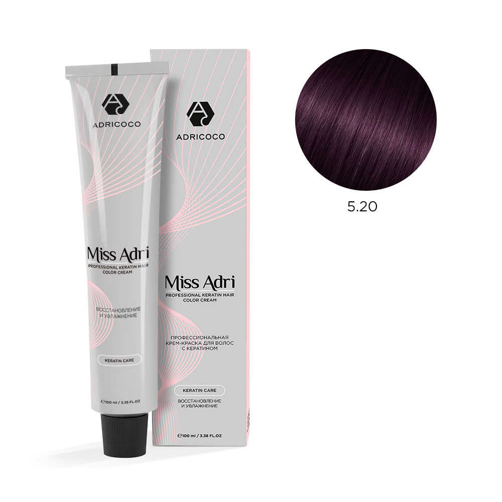 ADRICOCO, Крем-краска для волос Miss Adri 5.20, 100 мл.
