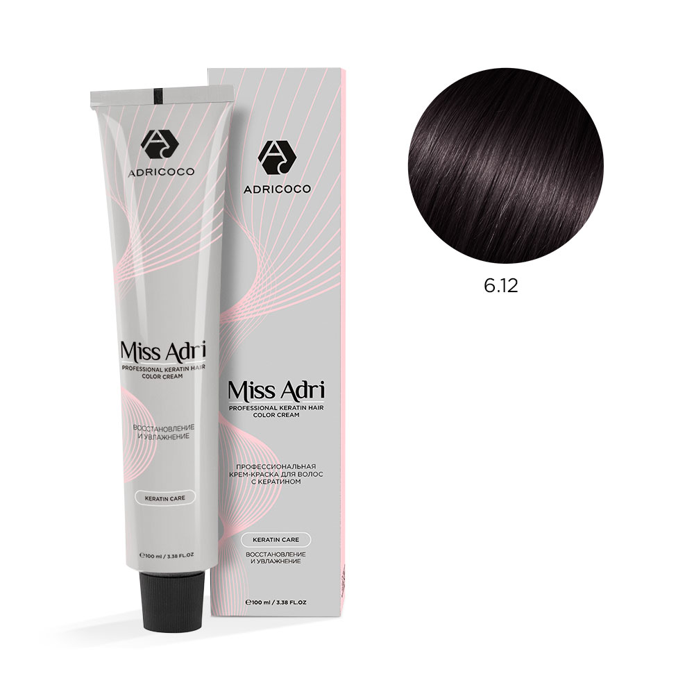 ADRICOCO, Крем-краска для волос Miss Adri 6.12, 100 мл.