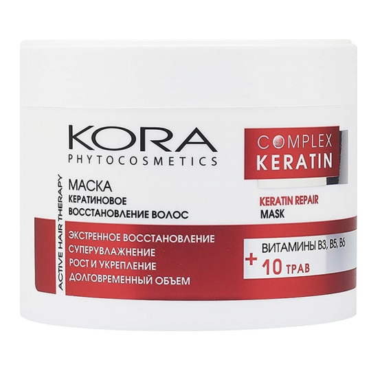 KORA, Маска кератиновое восстановление волос Complex Keratin, 300 мл.