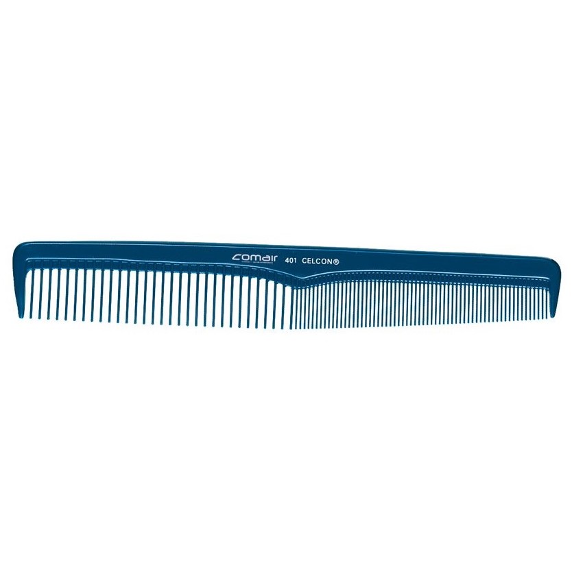 COMAIR, Расчёска для стрижки волос с легким скосом Blue Profi Line №401, 18 см.