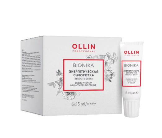 OLLIN, Энергетическая сыворотка для окрашенных волос «Яркость цвета» Ollin BioNika, 6х15 мл.