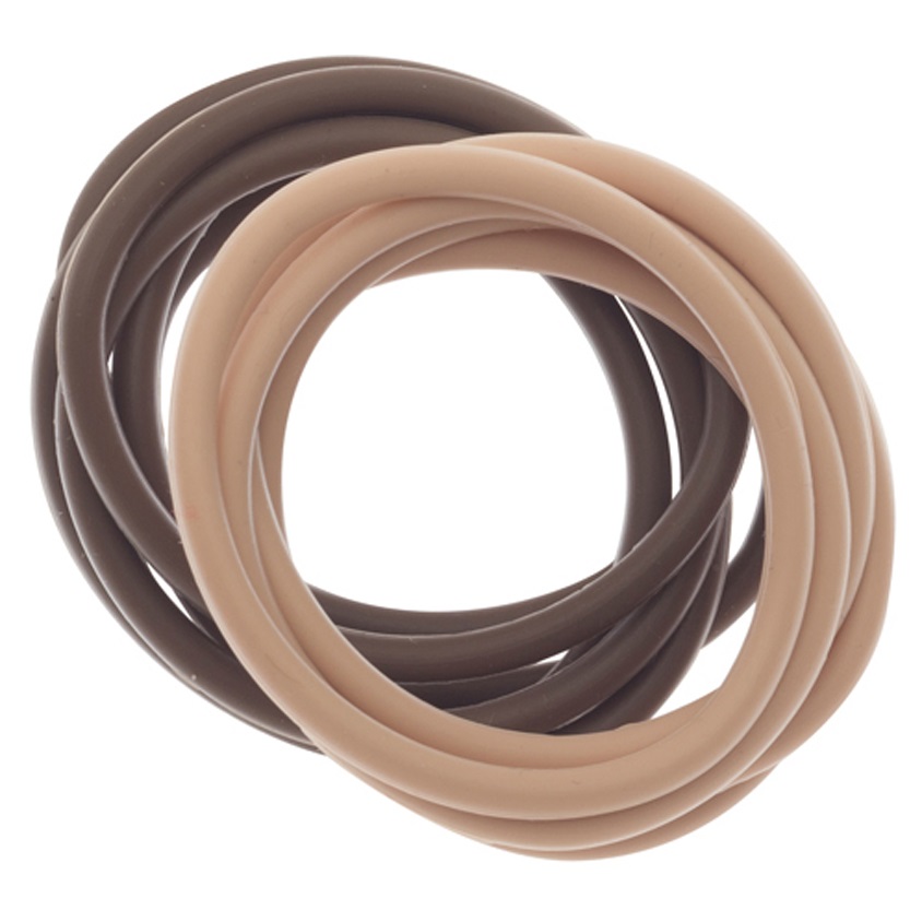 DEWAL, Резинки для волос силиконовые, коричневый/бежевый, 12 шт/уп.