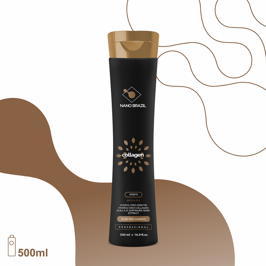 NANO BRAZIL, Шампунь для волос Шаг 1 COLLAGEN Purifying Shampoo, 500 мл.