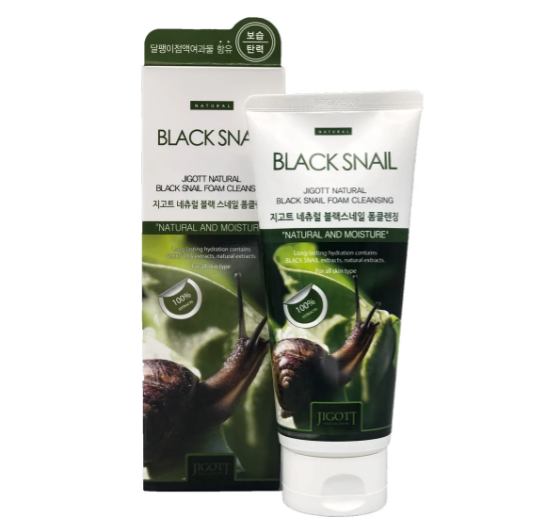 JIGOTT, Очищающая пенка с муцином черной улитки Natural Black Snail Foam Cleansing, 180 мл.