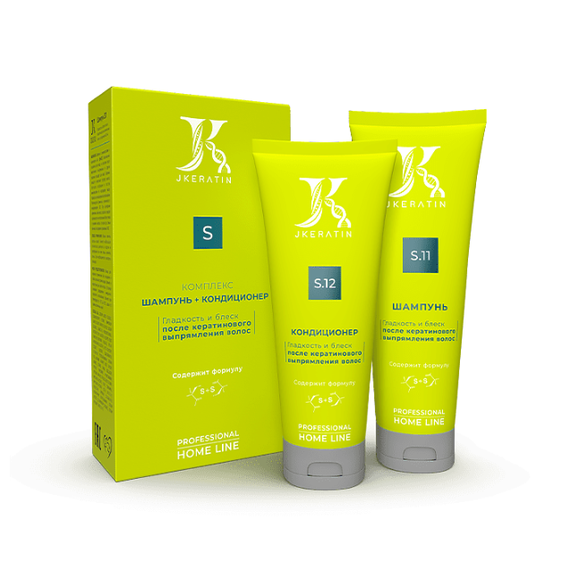 JKERATIN, Комплекс для ухода за волосами после кератинового выпрямления S. 11 + S. 12, 250 + 200 мл.