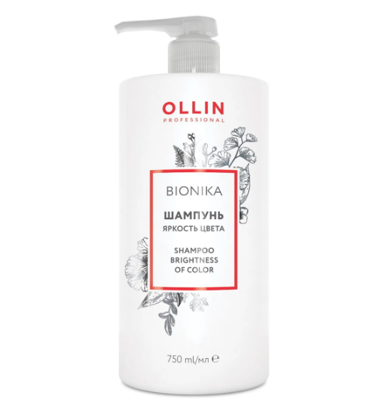 OLLIN, Шампунь для окрашенных волос «Яркость цвета» Ollin BioNika, 750 мл.