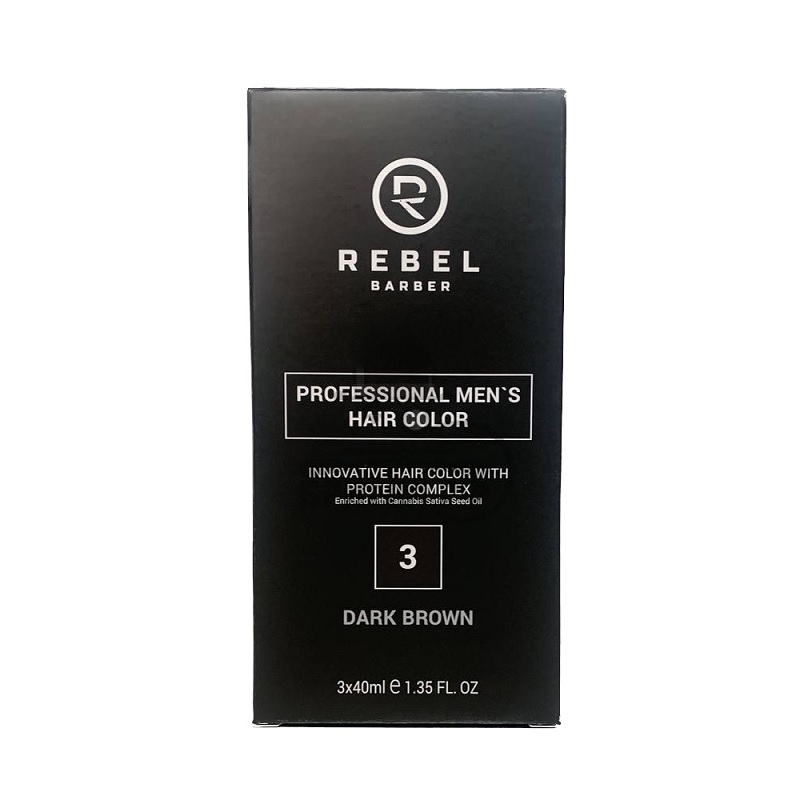 REBEL BARBER, Профессиональная мужская краска для волос 3, 3 шт*40 мл.
