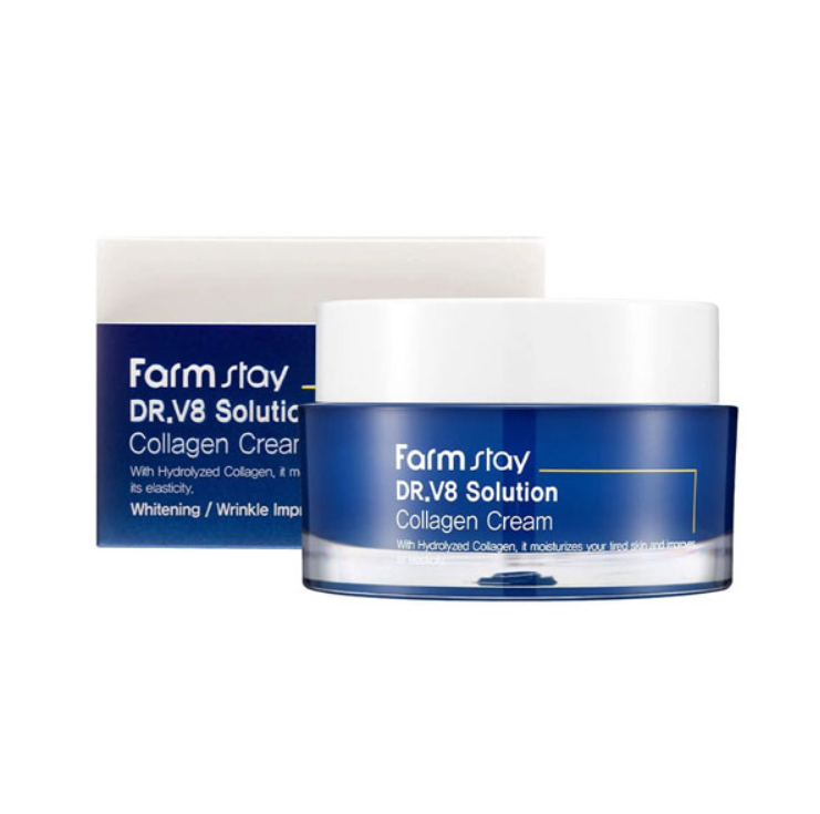 FARMSTAY, Крем для лица с коллагеном Dr.V8 Solution Collagen Cream, 50 мл.