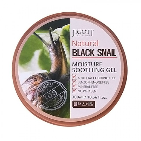 JIGOTT, Увлажняющий успокаивающий гель с муцином черной улитки Natural Black Snail Moisture Soothing Gel, 300 мл.