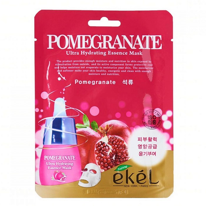 EKEL, Тканевая маска с экстрактом граната Ultra Hydrating Essence Mask Pomegranate, 1 шт.