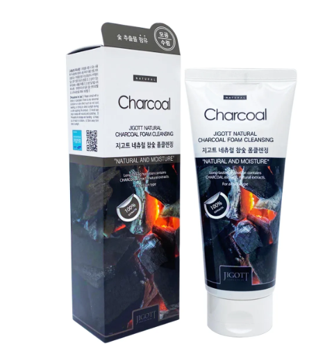 JIGOTT, Пенка для умывания с экстрактом древесного угля Natural Charcoal Foam Cleansing, 180 мл.