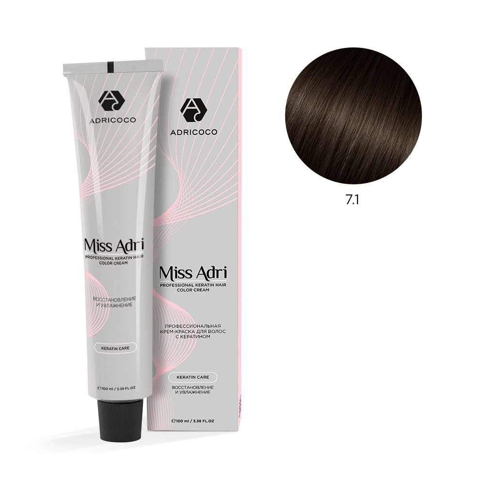 ADRICOCO, Крем-краска для волос Miss Adri 7.1, 100 мл.