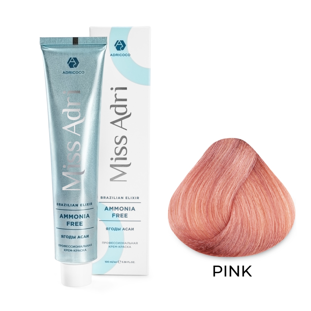 ADRICOCO, Безаммиачная крем-краска для волос Miss Adri Brazilian Elixir Ammonia Free Pink, 100 мл.