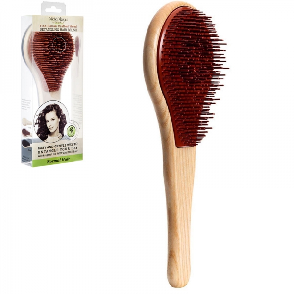 MICHEL MERCIER, Щетка деревянная для нормальных волос Wooden Detangling Brush For Normal Hair, 1 шт.