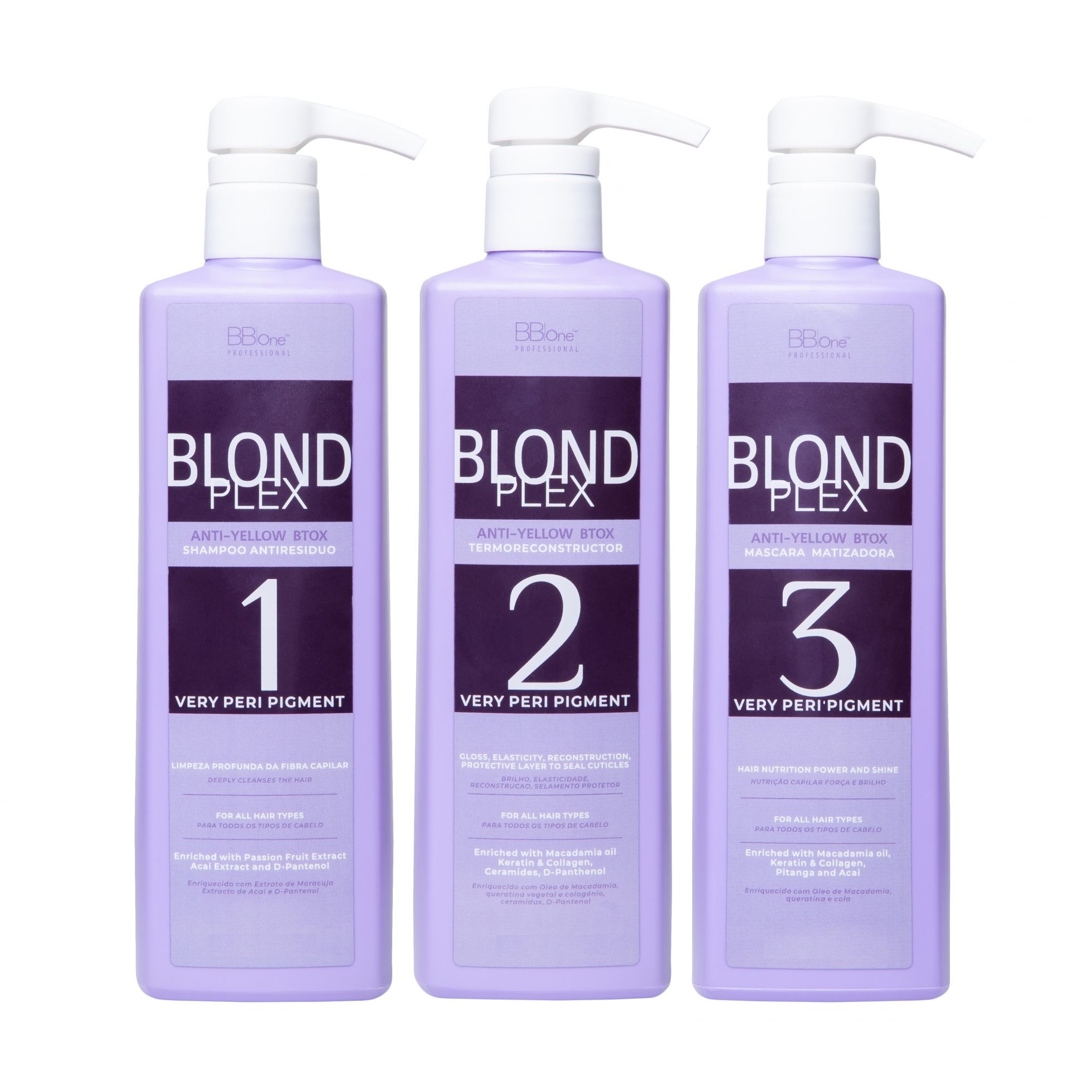 BB ONE, Набор ботокс для осветленных волос Blond Plex Anti-Yellow Btox, 3*500 мл.