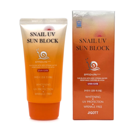 Солнцезащитный крем с улиточным муцином Snail Uv Sun Block Cream SPF50+ PA+++, 70 мл.
