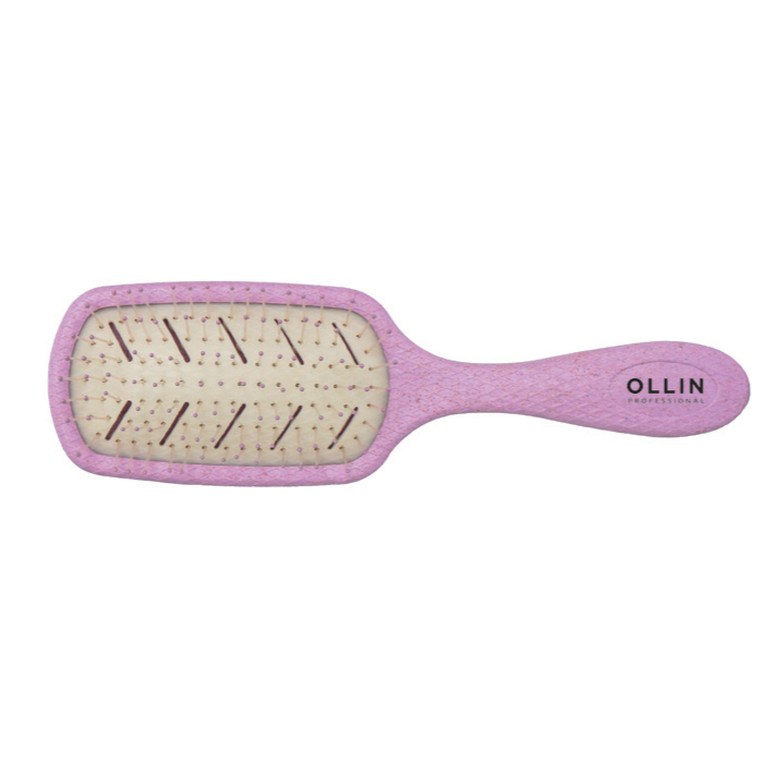 OLLIN, Щетка массажная Flexible прямоугольная, нейлоновые штифты, розовая.