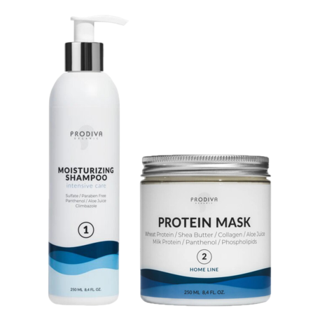PRODIVA, Набор увлажняющий шампунь и протеиновая маска Moisturizing & Protein, 2*250 мл.