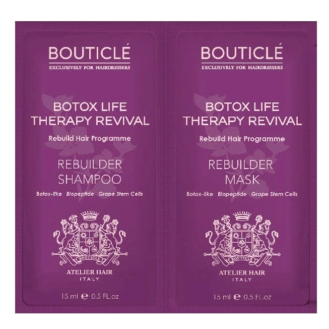 BOUTICLE, Ботокс восстанавливающий шампунь и маска  Botox Life, 2*15 мл.