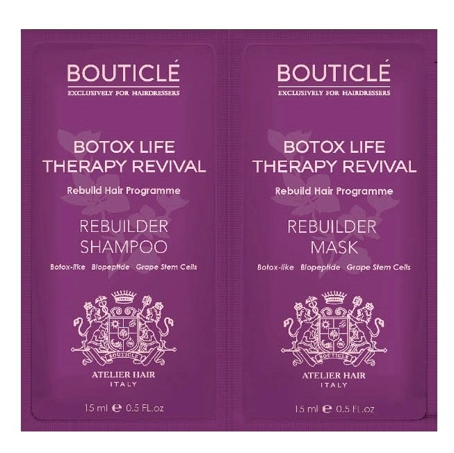 BOUTICLE, Ботокс восстанавливающий шампунь и маска Botox Life, 2*15 мл.