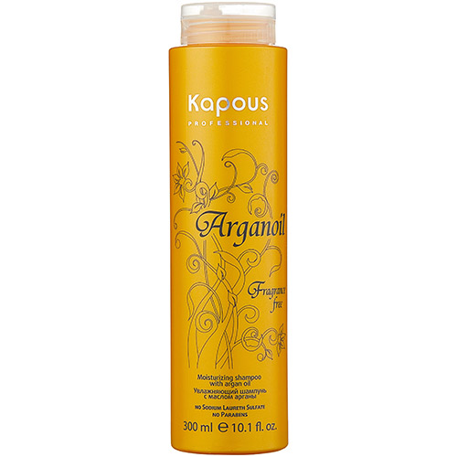 KAPOUS, Увлажняющий шампунь для волос с маслом Арганы Fragrance Free Arganoil, 300 мл.