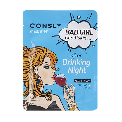CONSLY, Тканевая маска после вечеринки Bad Girl - Good Skin After Drinking Night Mask Sheet, 23 мл.