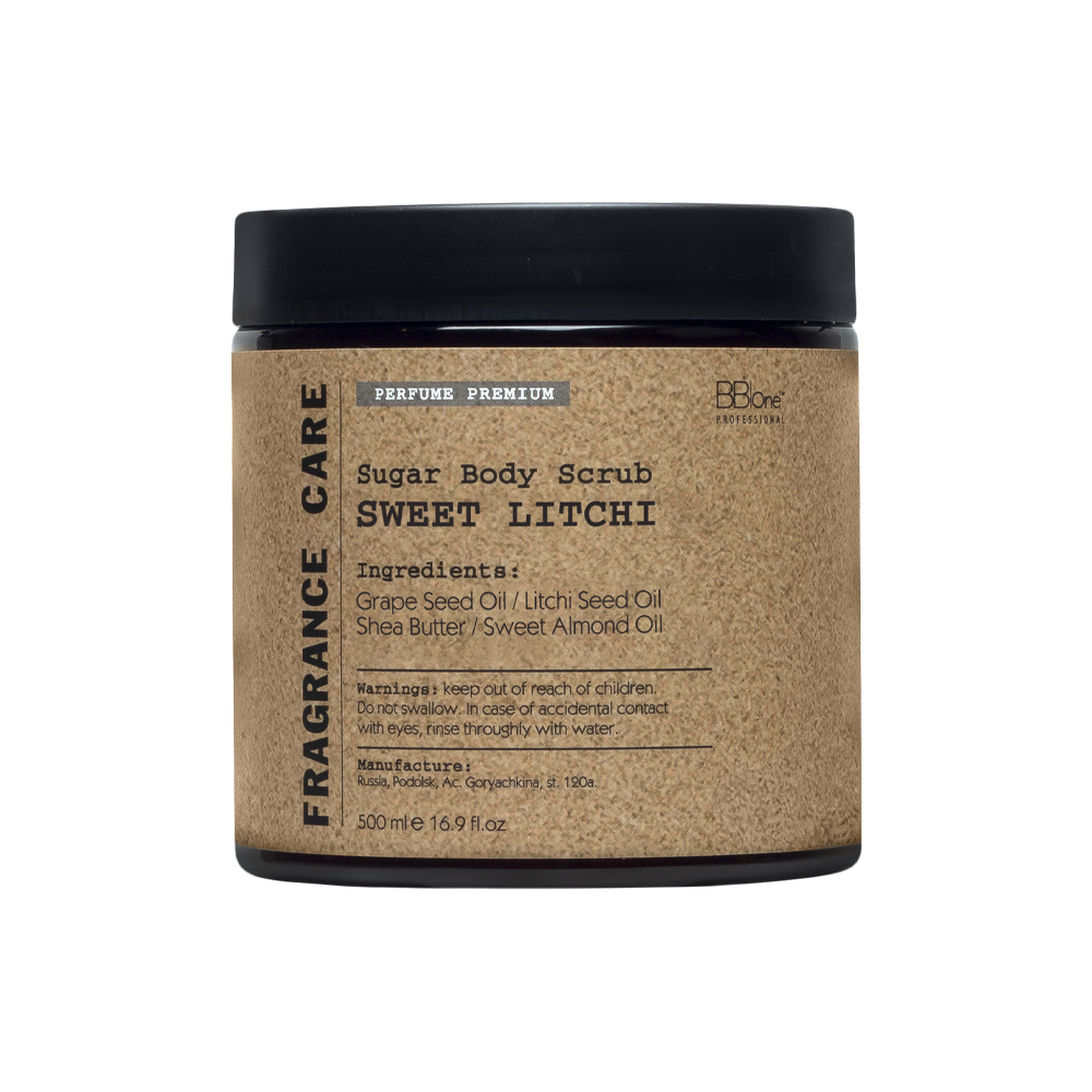 BB ONE, Парфюмированный скраб для тела Sugar Body Scrub Sweet Litchi Fragrance Care, 500 мл.
