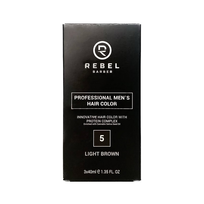 REBEL BARBER, Профессиональная мужская краска для волос 5, 3 шт*40 мл.