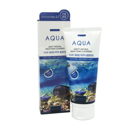 JIGOTT, Пенка для умывания с аквамарином Natural Aqua Foam Cleansing, 180 мл.