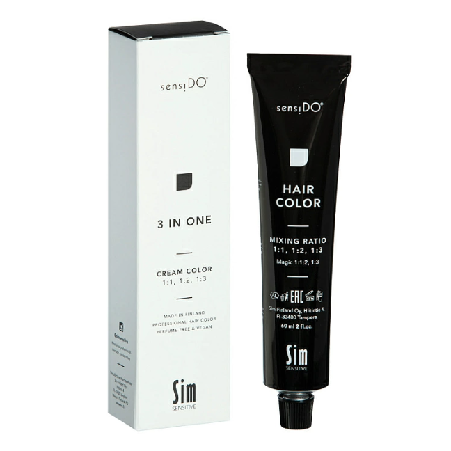 SIM SENSITIVE, Аммиачная краска для волос Cream Color 3 In One 8/43, 60 мл.