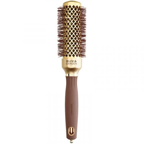 OLIVIA GARDEN, Термобрашинг для волос Expert Blowout Shine Wavy Bristles Gold & Brown 35 мм.