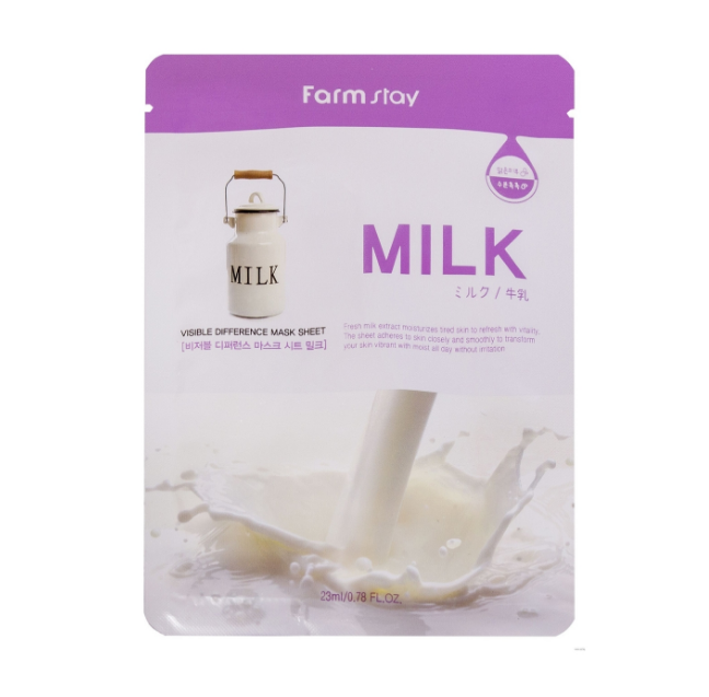 Тканевая маска для лица с молочными протеинами Visible Difference Mask Sheet Milk, 1 шт.