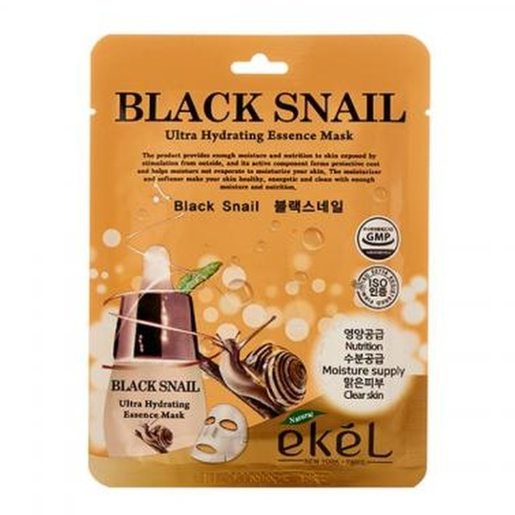 EKEL, Тканевая маска с муцином черной улитки Ultra Hydrating Essence Mask Black Snail, 1 шт.